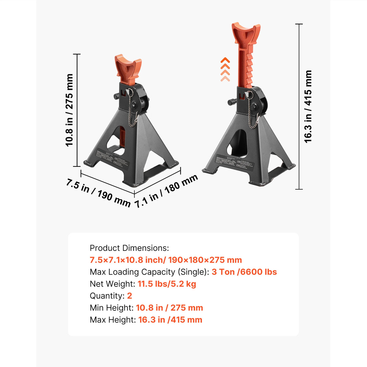 SucceBuy Heavy Duty Steel Jack Stands With Locking Protection