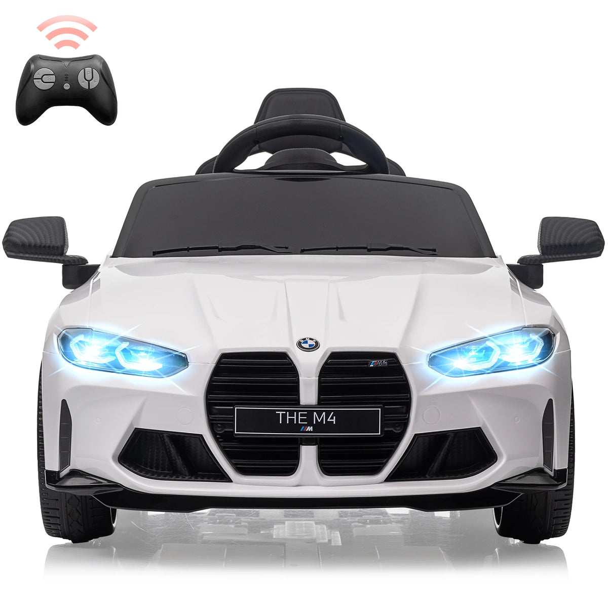 12V Electric Ride On Car w/RC,Licensed by BMW M4 Toddler Toy Vehicle for Kid with Suspension System,3 Speeds,Bluetooth,LED Light