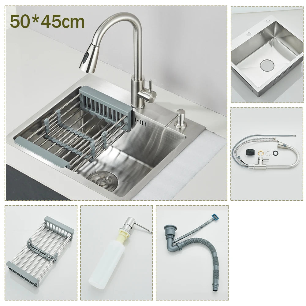 Stainless Steel Undermount Kitchen Sink With Integrated Faucet