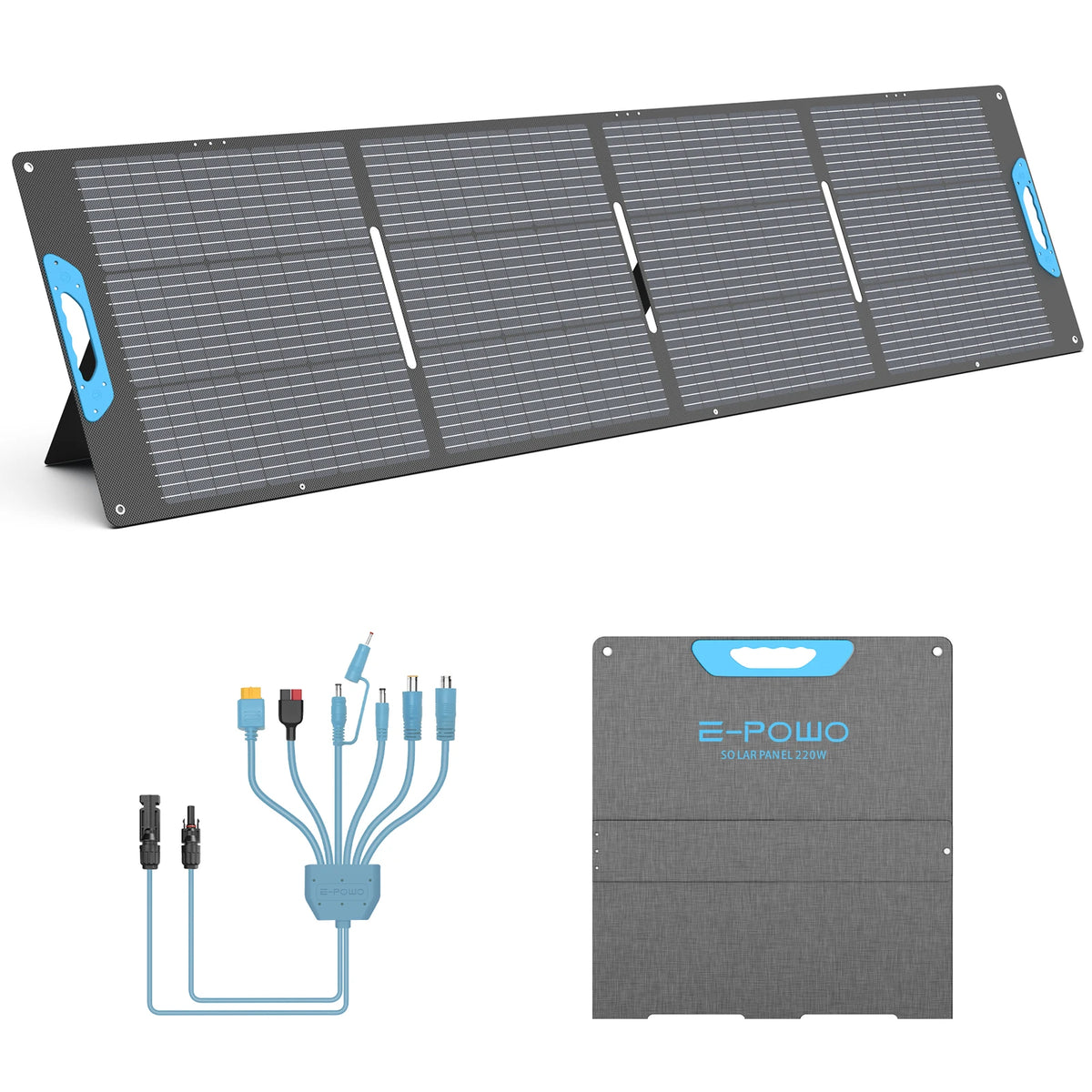E-POWO 220W / 110W Portable Solar Panel 23.5% High Efficiency ETFE Foldable Solar Panel Charger With USB / USB C / MC4 Output
