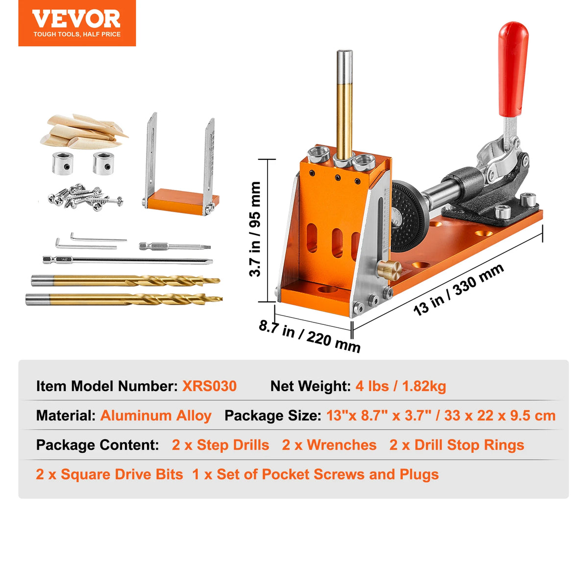 SucceBuy Adjustable Pocket Hole Jig Kit With Drill Accessories