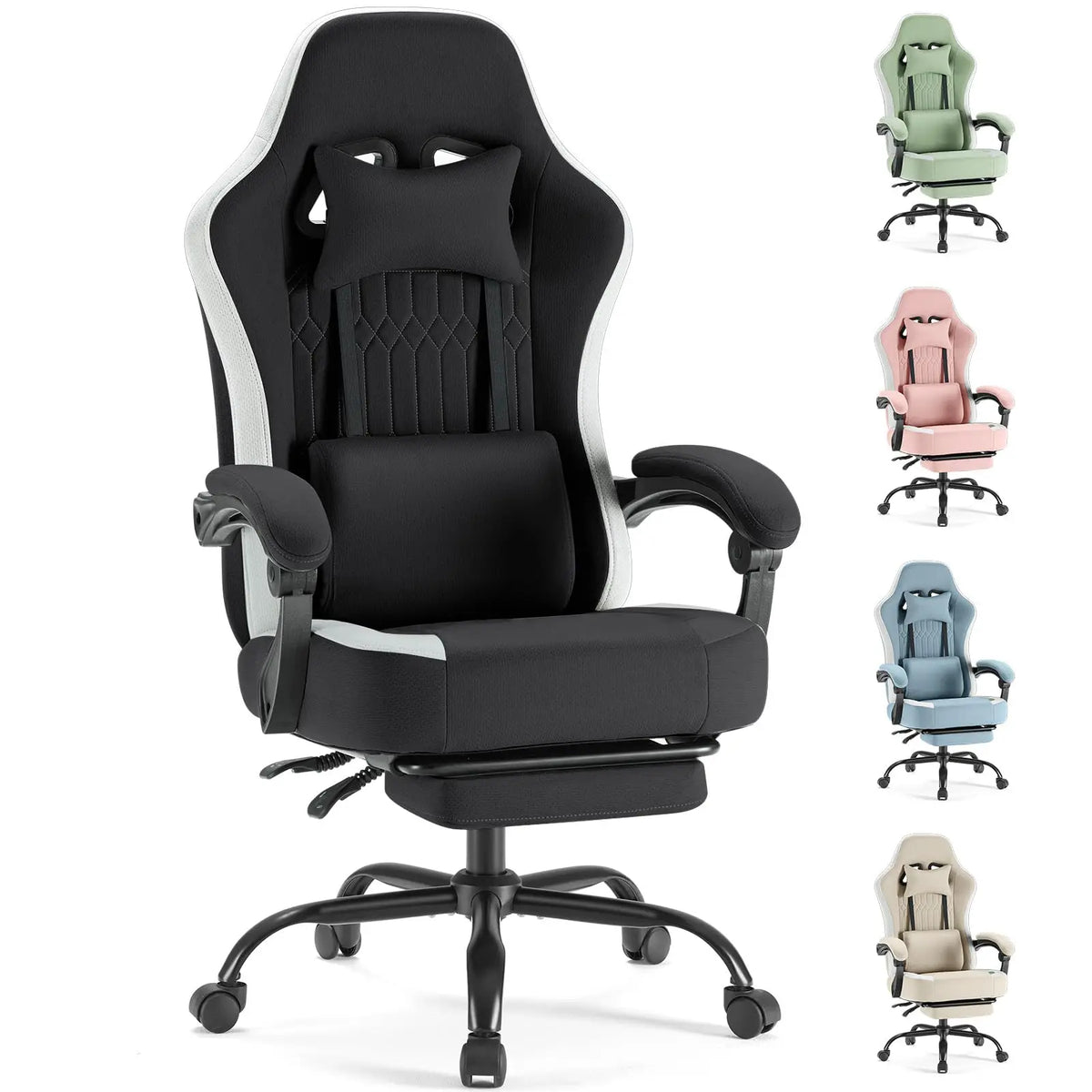 JHK Ergonomic Gaming Chair Adjustable Height Lumbar Support Home Office