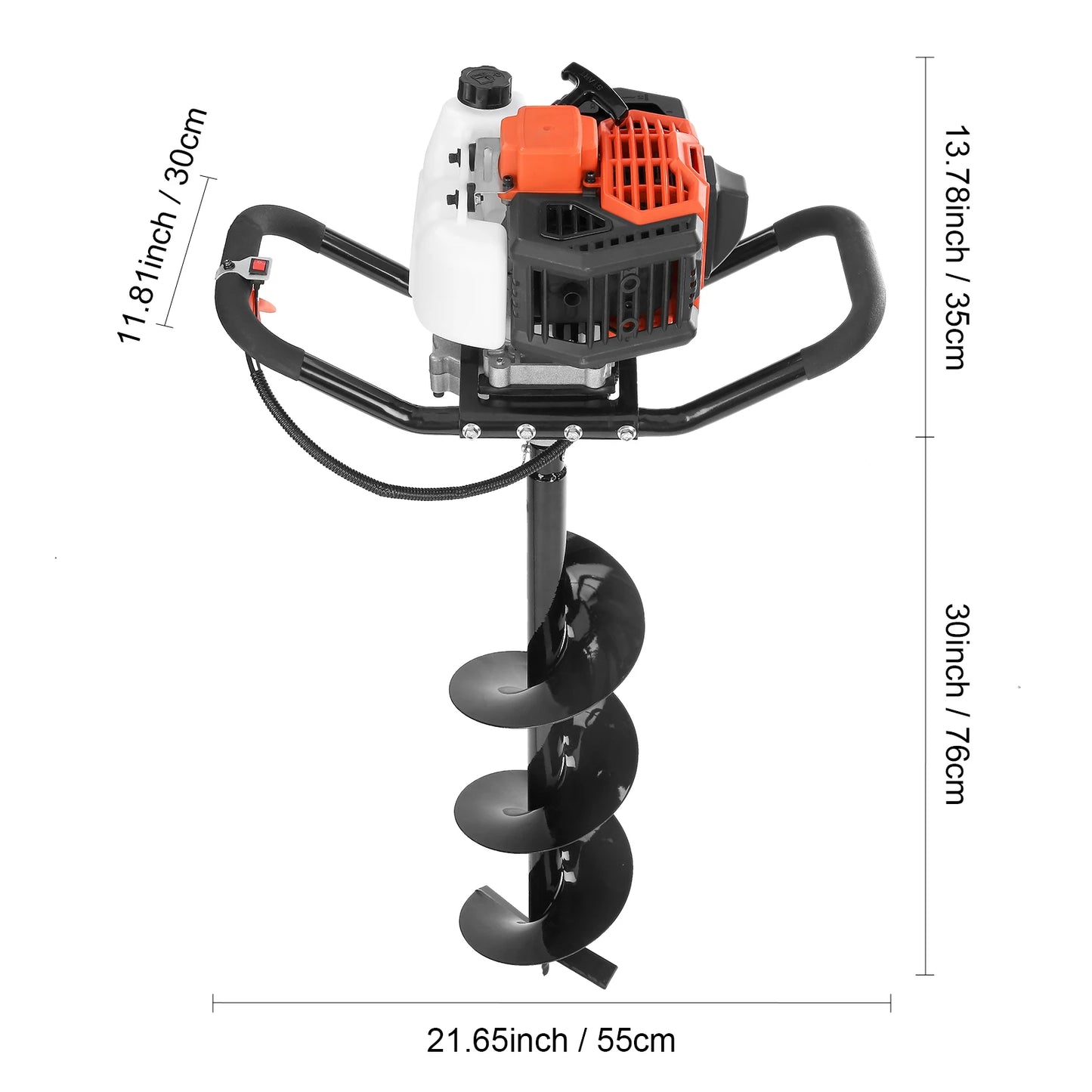 SucceBuy Fuel-powered Auger  Post Hole Digger Gas Powered Earth Auger Borer Ground Petrol Earth Auger Post 52cc/43cc Hole Digger