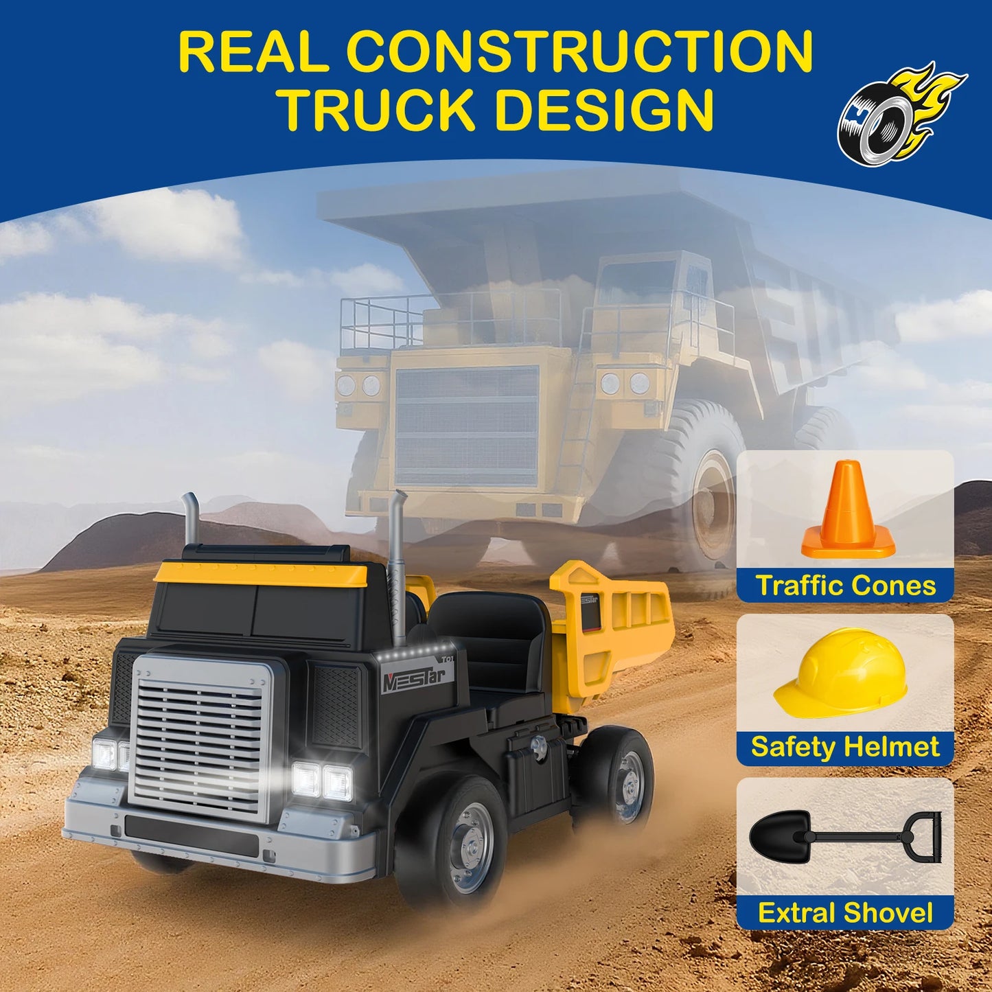 LIGIANT 24V Ride On Dump Truck 4WD Kids Remote LED