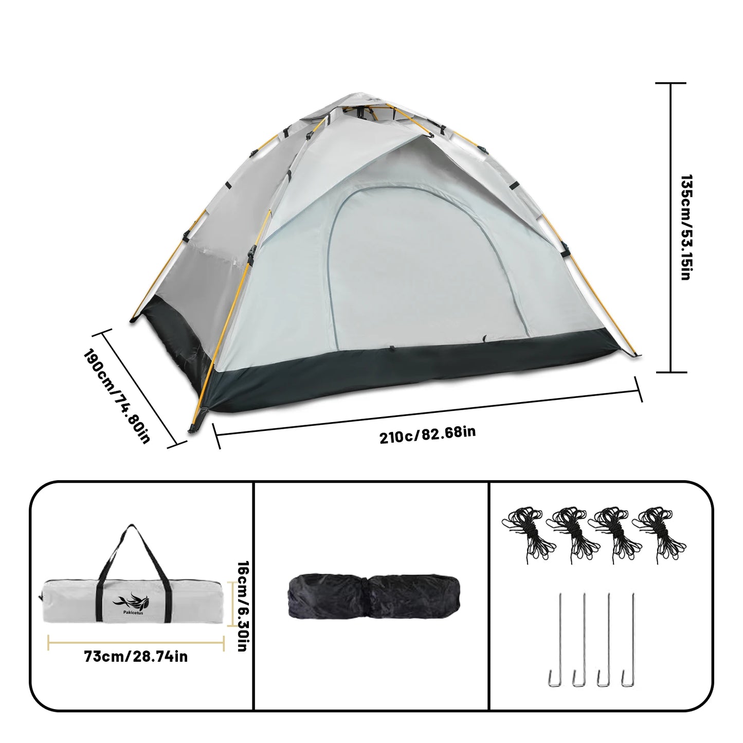 PAKICETUS 2-4 Person Camping Windproof Tents, Easy To Set Up, Lightweight Camping Tent, Carpa, Suitable For Family Travel, Outdoor Camping