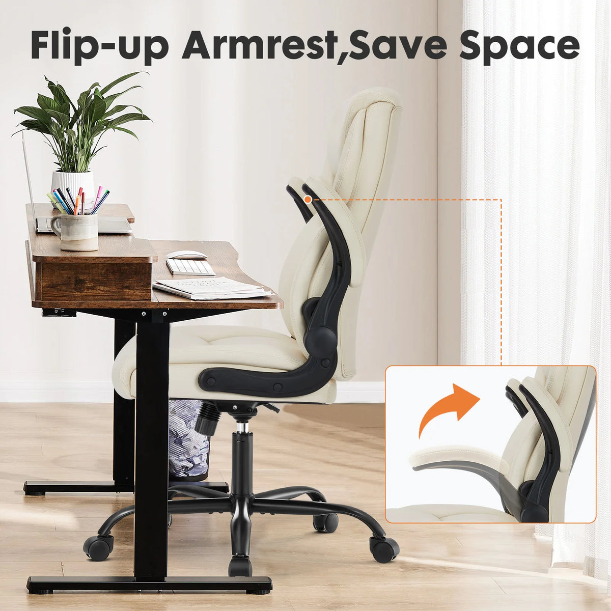 JHK Ergonomic Heavy Duty Office Chair With Flip Up Arms