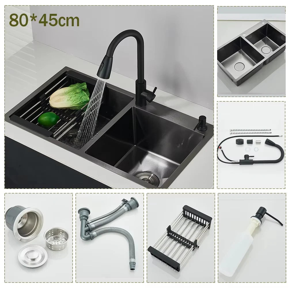 Stainless Steel Undermount Kitchen Sink With Integrated Faucet