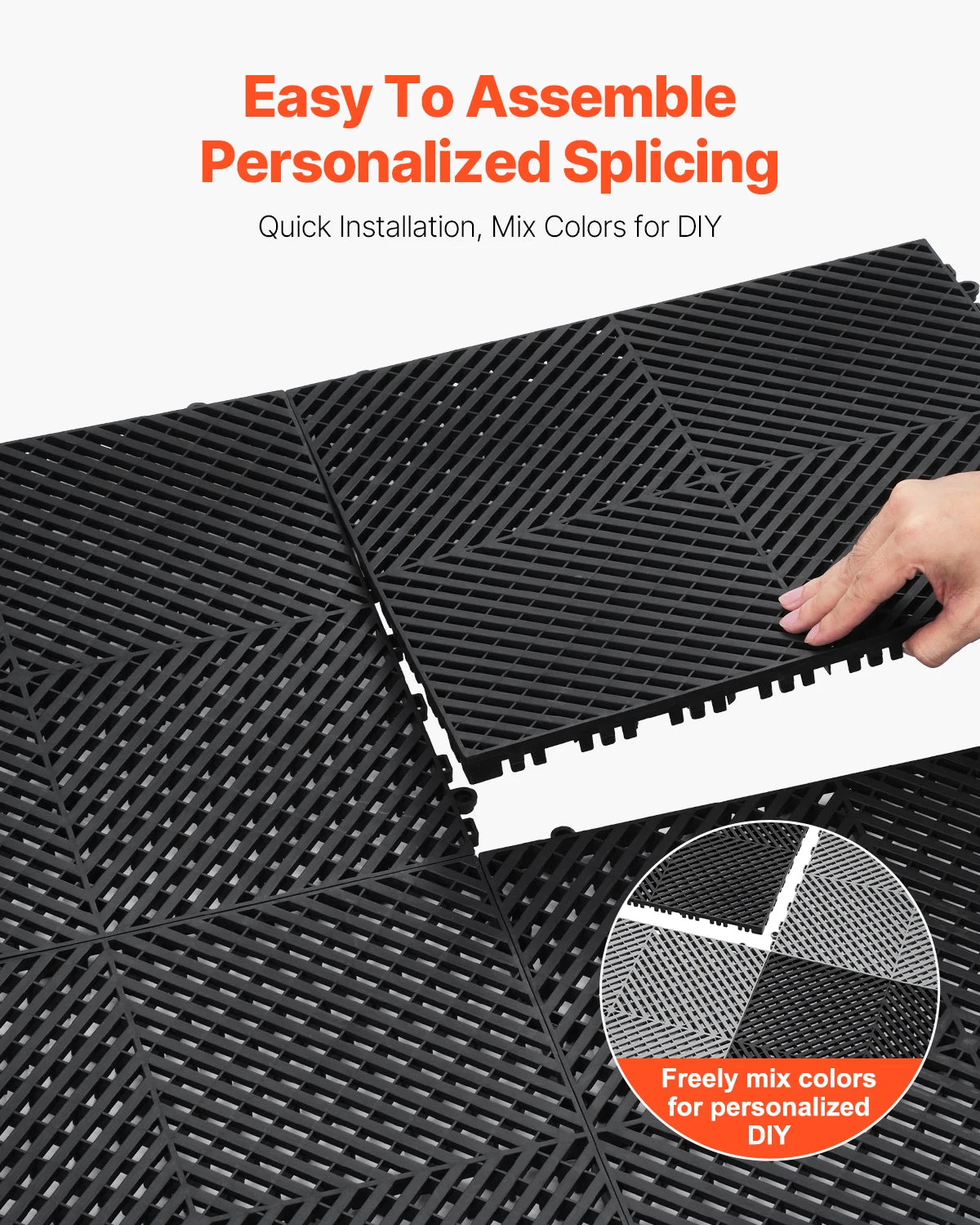 SucceBuy Interlocking Drainage Mat 15.7” x 15.7” 24 Pcs Splicing Drainage Mats PP Drainage Floor Tile and Shower Mat for Garage