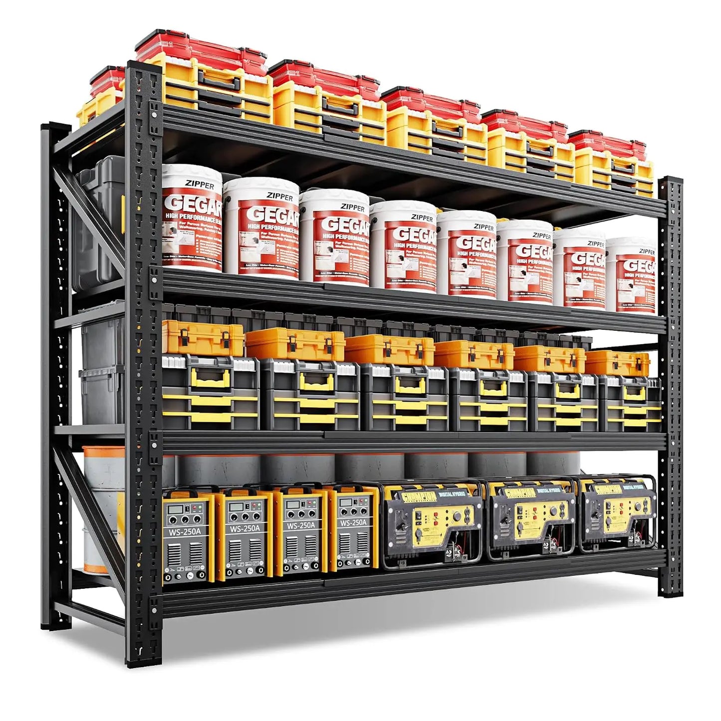 71" Wide Storage Shelves, 5000LBS Garage Shelving Heavy Duty, Standing Shelf Units, 4 Tier Metal Adjustable Storage, Customized
