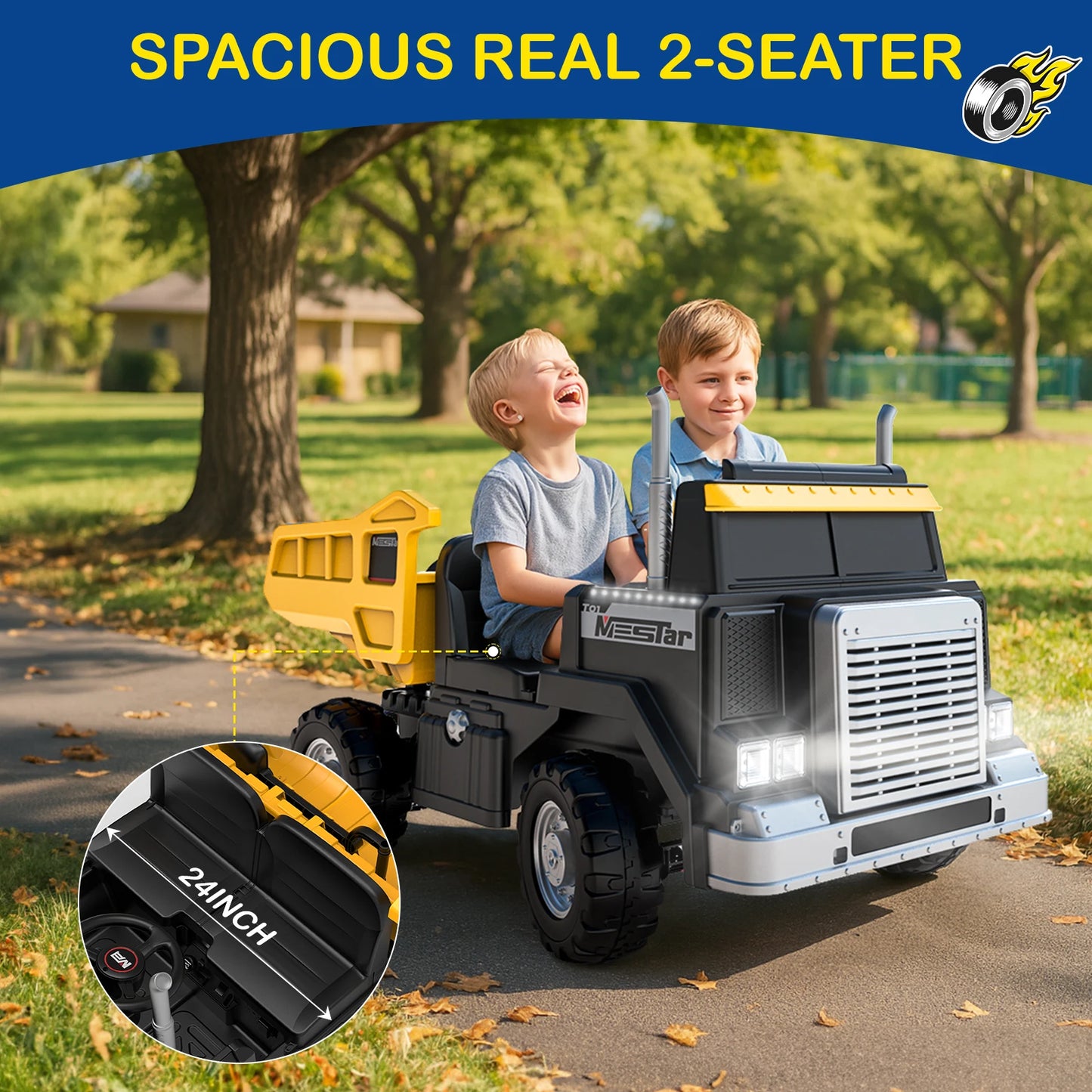LIGIANT 24V Ride On Dump Truck 4WD Kids Remote LED