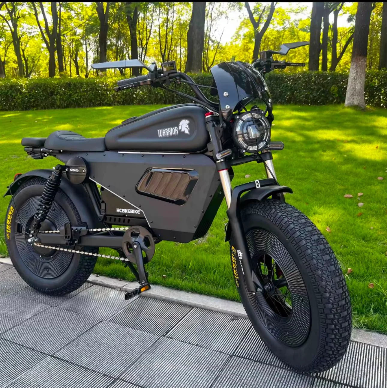Retro black samurai knight 3000W Motor 60V45AH Long cruise lithium battery E-Bike 20 inch Off-road Fat Tyre Electric motorcycle