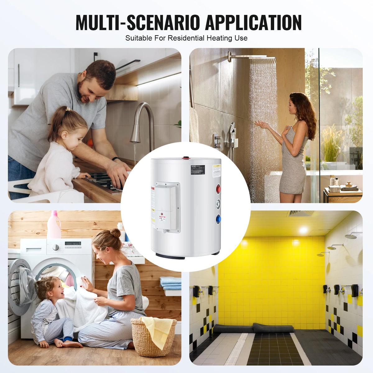 VEVOR Electric Water Heater With IPX4 Rating And Digital Display