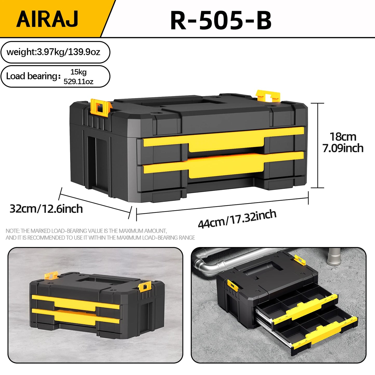 AIRAJ MultiFunctional Tier Stackable Rolling Plastic Portable Folding Tool Storage Box , Suitable for Garage Storage
