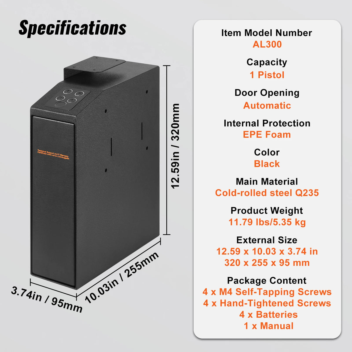 SucceBuy Gun Safe Q235 Steel Pistol Safe 3-Way Quick Access Firearm Case Gun Box Advanced Biometric Technology Travel Gun Safe