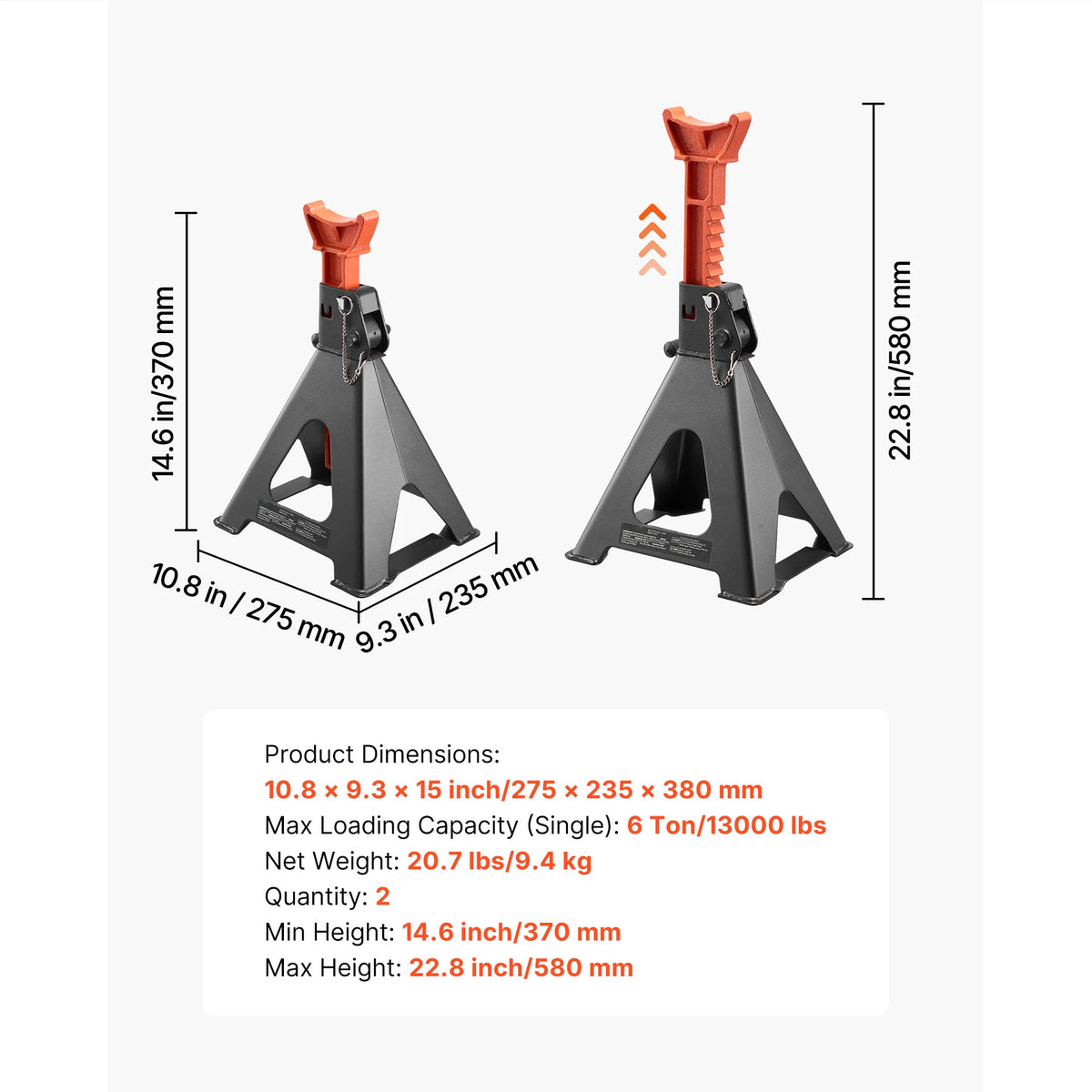 SucceBuy Heavy Duty Steel Jack Stands With Locking Protection