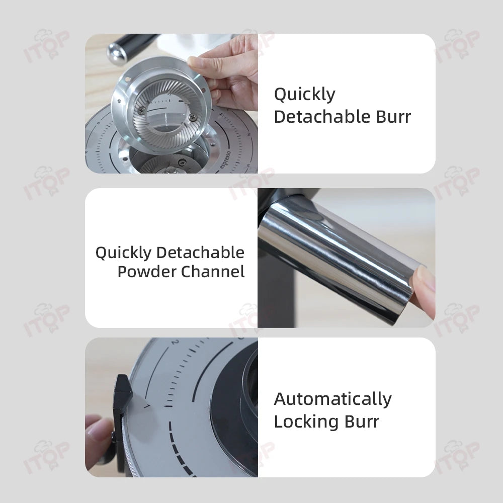 SUBARASI 64mm Commercial Coffee Grinder With Stainless Steel Flat Burr