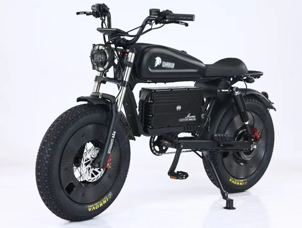 Retro black samurai knight 3000W Motor 60V45AH Long cruise lithium battery E-Bike 20 inch Off-road Fat Tyre Electric motorcycle