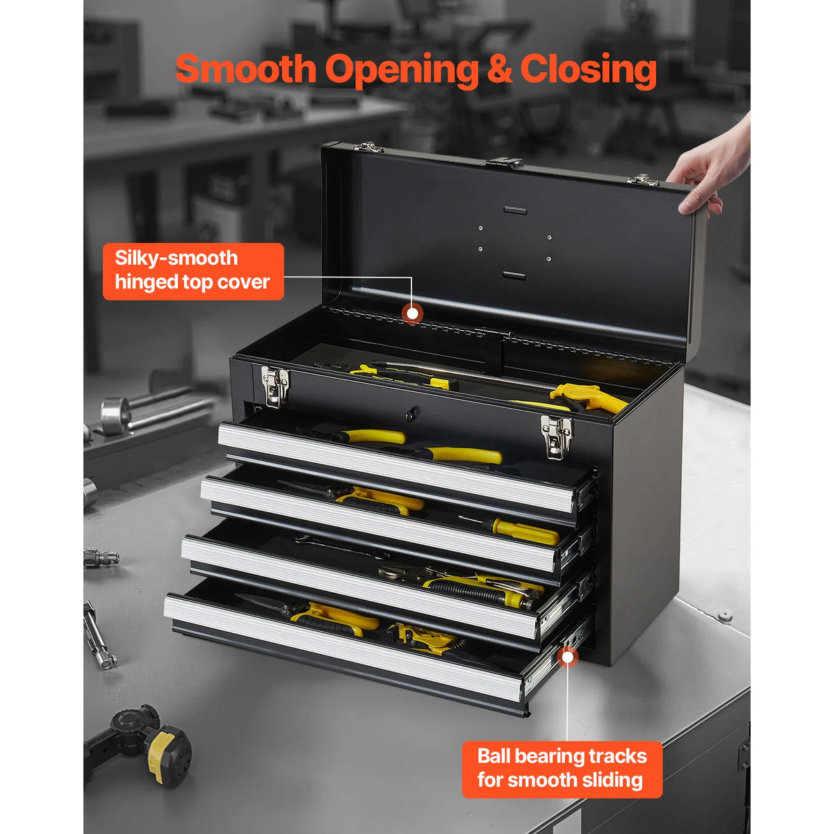 SucceBuy Four Drawer Portable Metal Toolbox With Secure Locking
