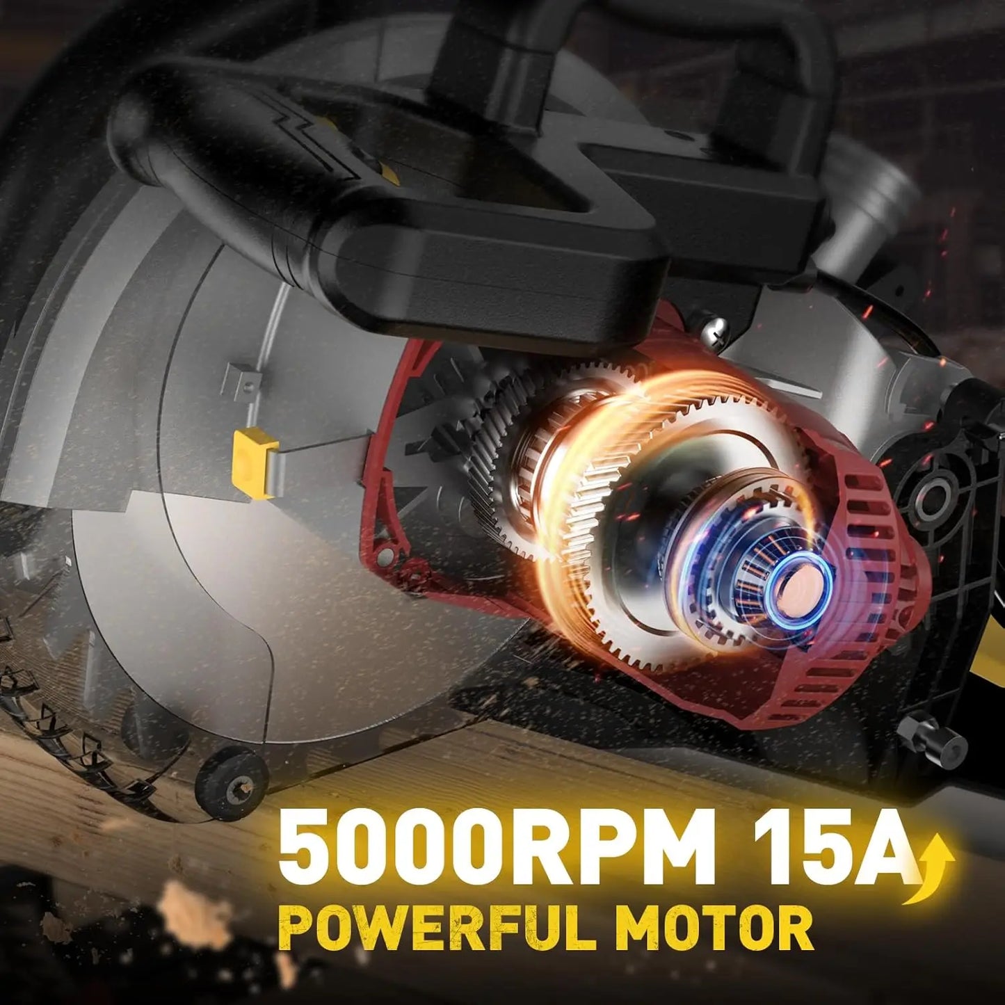 10" Compound Miter Saw Single Bevel 15-Amp, 5000 RPM 0°-45° Left Miter 36-Tooth Cutting Tool Multi-Material Cut Home Improvement