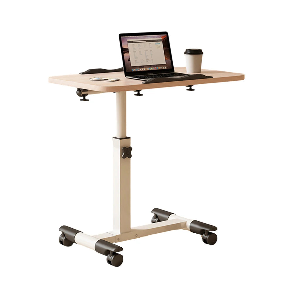 Overbed Table Adjustable Height Over The Bed Hospital Bedside Table w/ Tilting Desktop&Wheels, Rolling Standing Laptop Desk