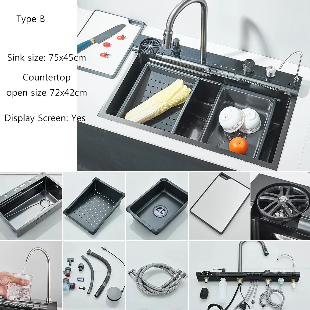 Smart Digital Display Integrated Kitchen Sink Set With Water Purifier