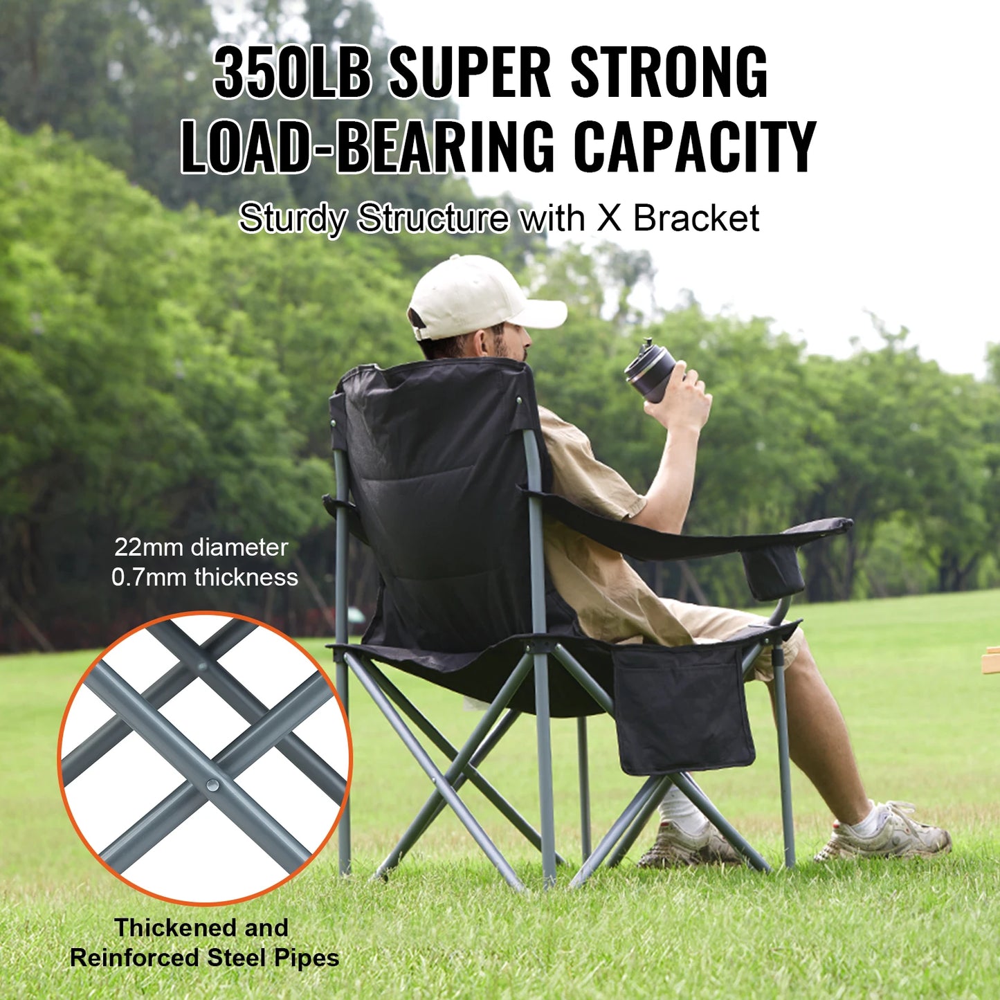 SucceBuy Ultralight Folding Camping Chair 350lb Capacity