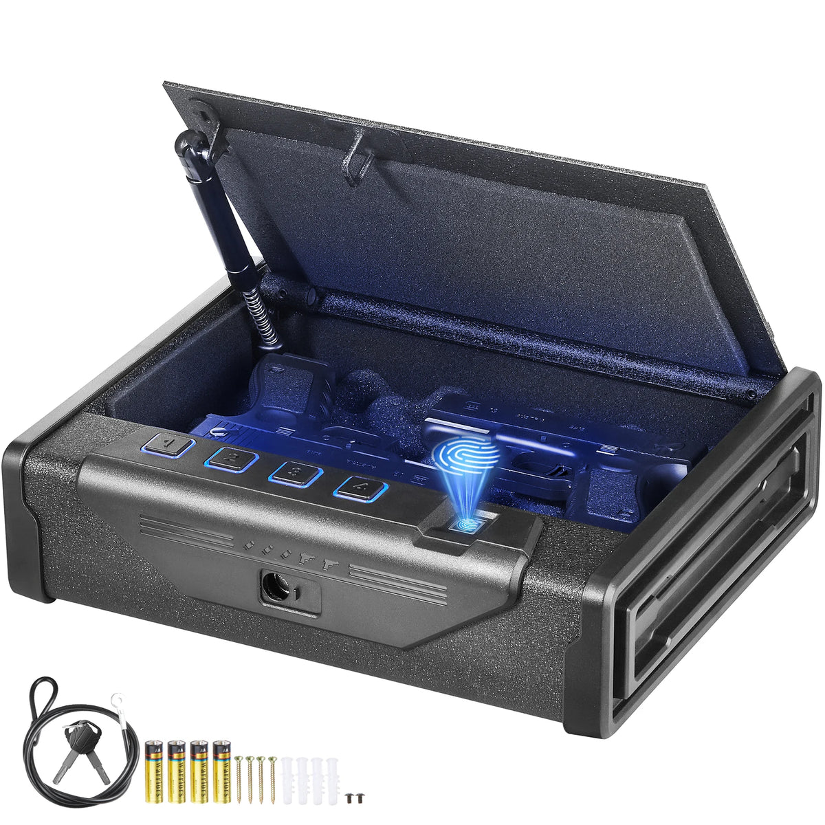 SucceBuy Gun Safe Q235 Steel Pistol Safe 3-Way Quick Access Firearm Case Gun Box Advanced Biometric Technology Travel Gun Safe