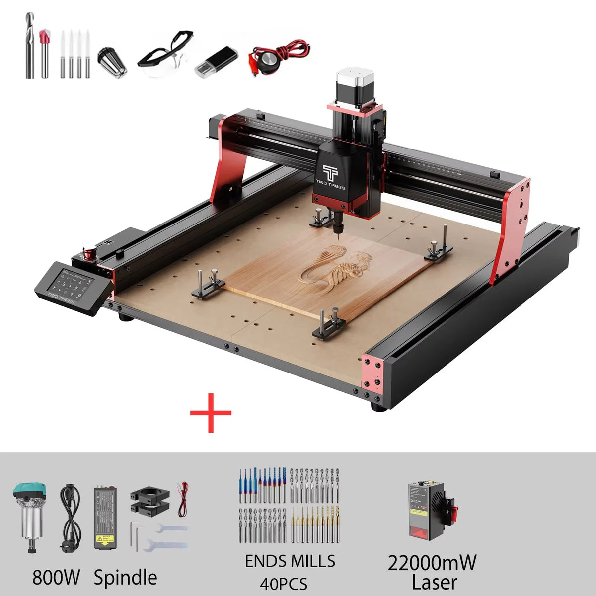 TWOTREES TTC450 Pro CNC Machine 4Axis Metal Cutting Machine For CNC Router Machine And Laser Engraving Cutting Wood GRBL Control