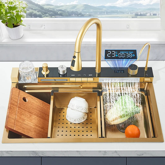 Rozin Stainless Steel Kitchen Sink With Faucet And Digital Display