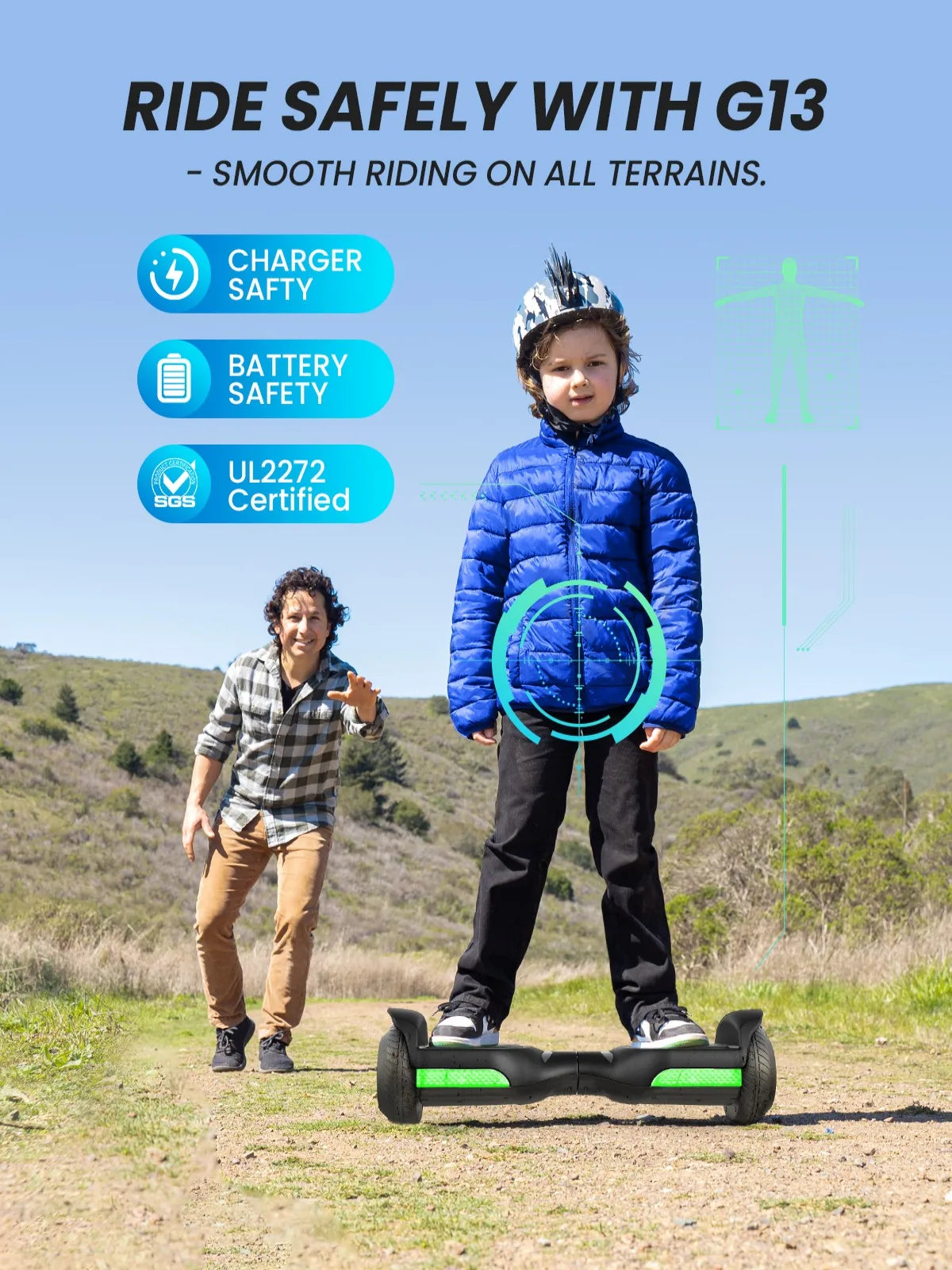 Gyroor Kids All Terrain Self Balancing Hoverboard With LED Bluetooth