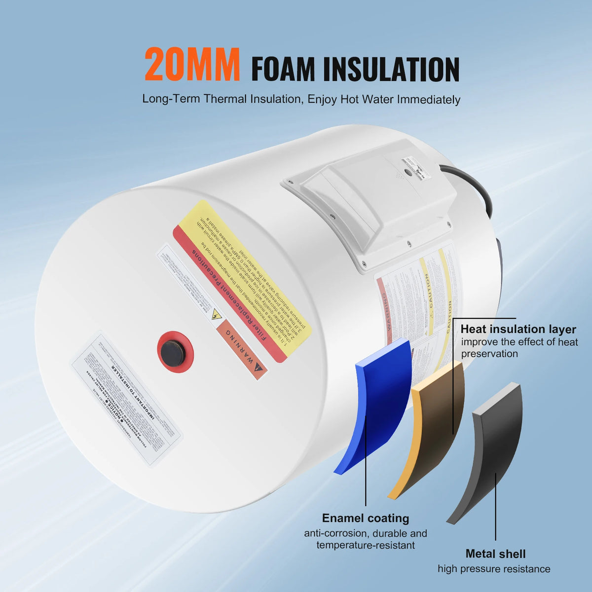 VEVOR Electric Water Heater With IPX4 Rating And Digital Display