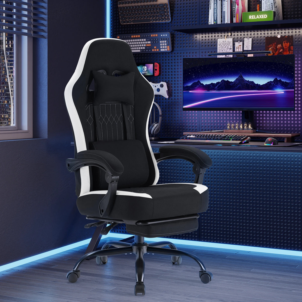 JHK Ergonomic Gaming Chair Adjustable Height Lumbar Support Home Office