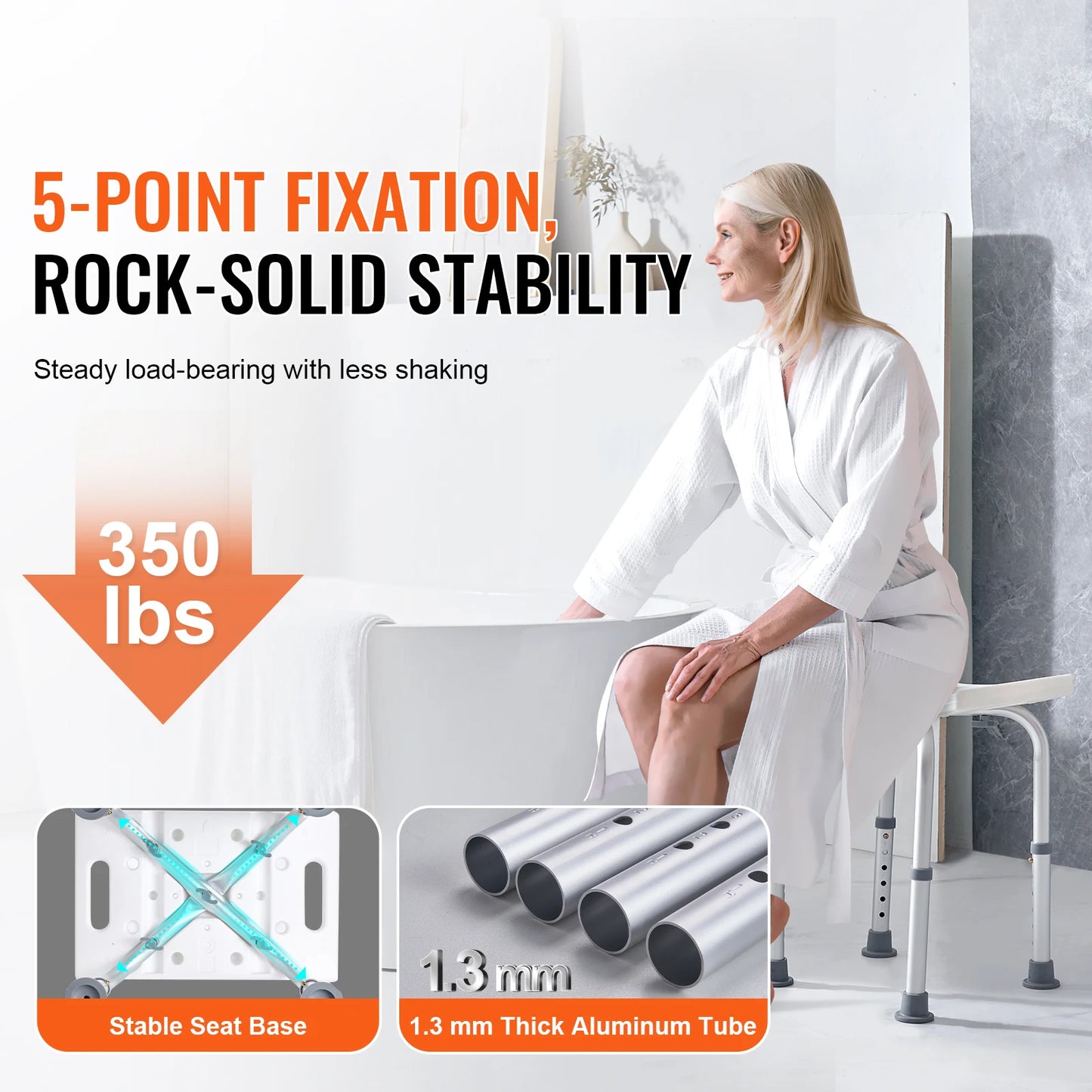 SucceBuy Adjustable Shower Chair With Built In Handles