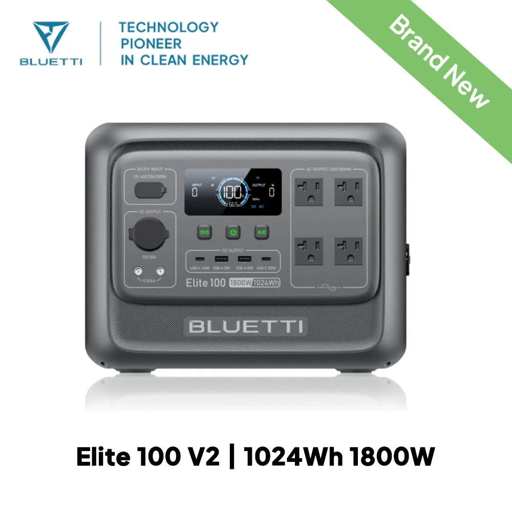 BLUETTI Elite 100 V2 Portable Power Station 1800W 1024Wh LiFePO4 Battery Solar Power Supply for Van Life Tailgating Off Grid Use【Brand New】