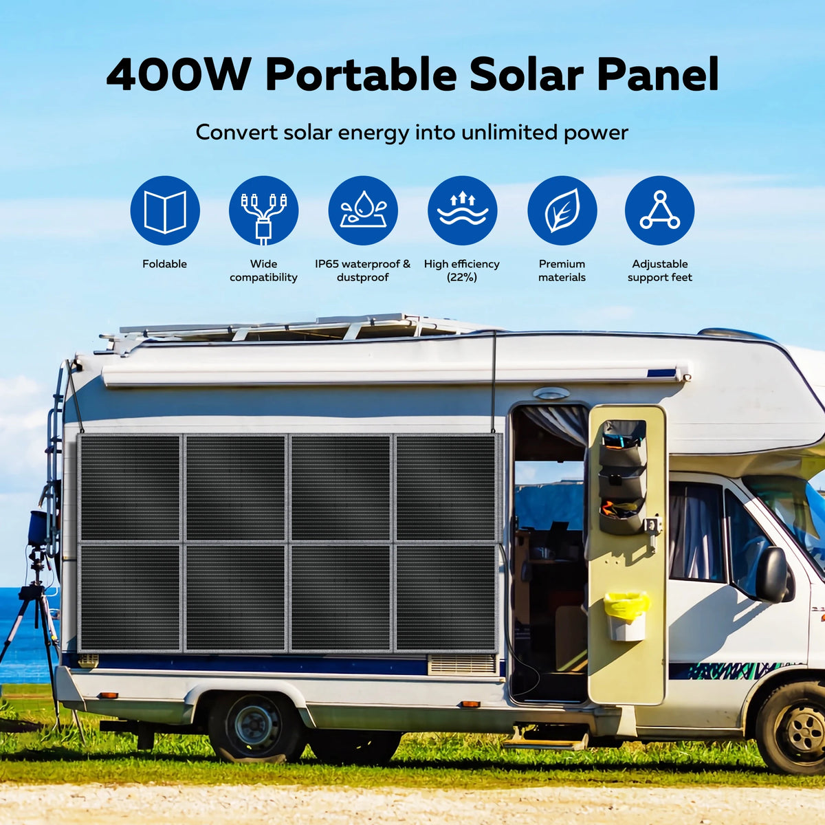 CTOLITY Portable Foldable Solar Charger Kit For Camping And RV