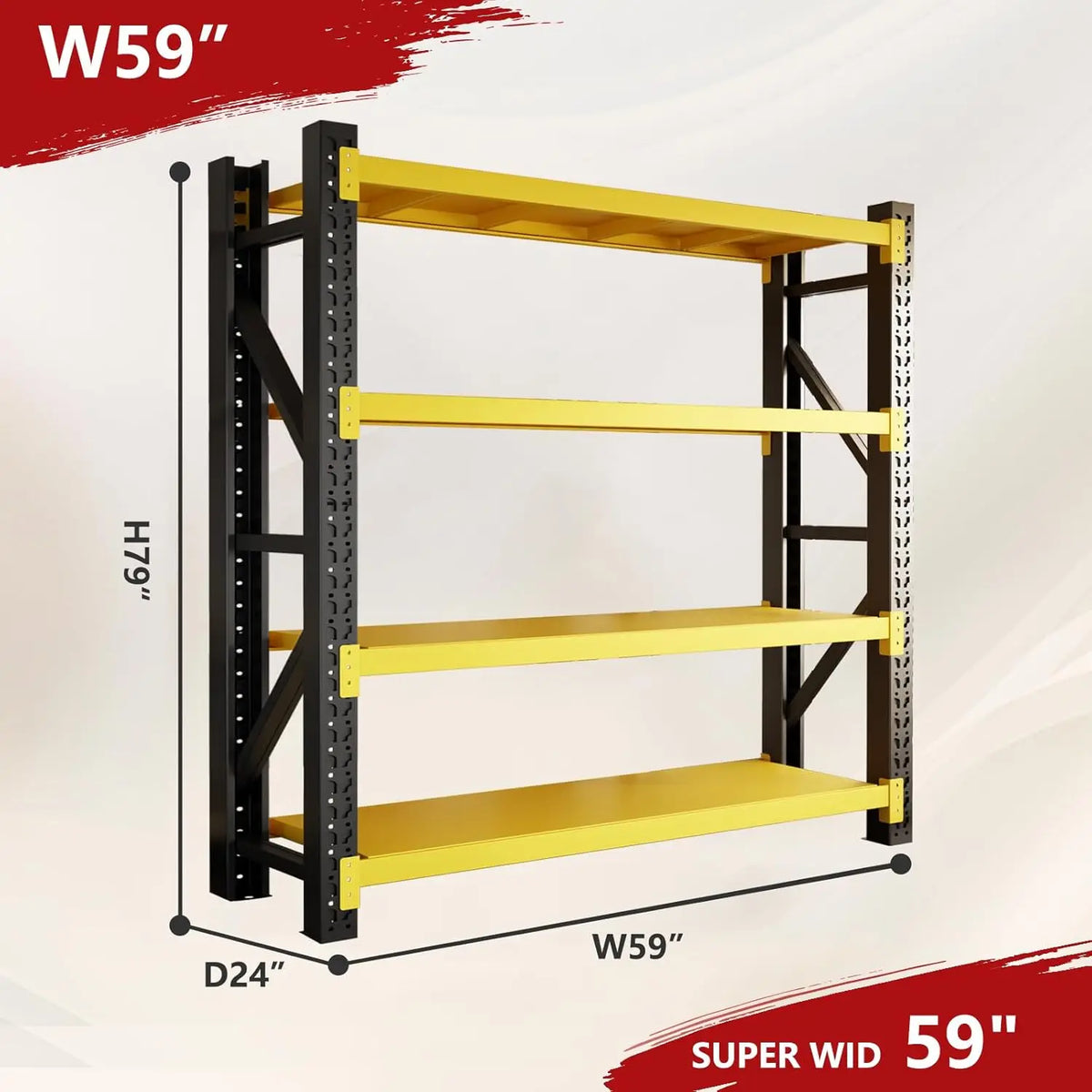 5000lbs Garage Shelving Heavy Duty, 4-Tier Metal Adjustable Garage Shelves, Storage Shelves for Warehouse, Pantry,, Customized