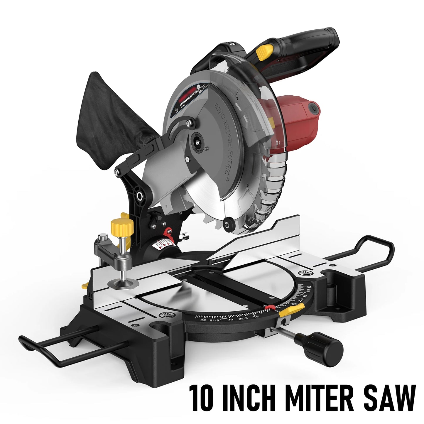 10" Compound Miter Saw Single Bevel 15-Amp, 5000 RPM 0°-45° Left Miter 36-Tooth Cutting Tool Multi-Material Cut Home Improvement