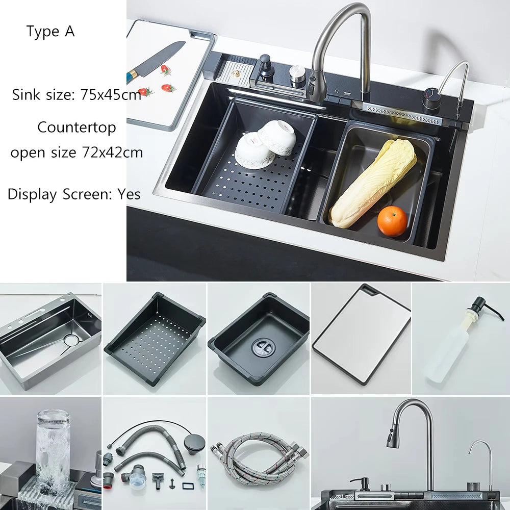 Smart Digital Display Integrated Kitchen Sink Set With Water Purifier