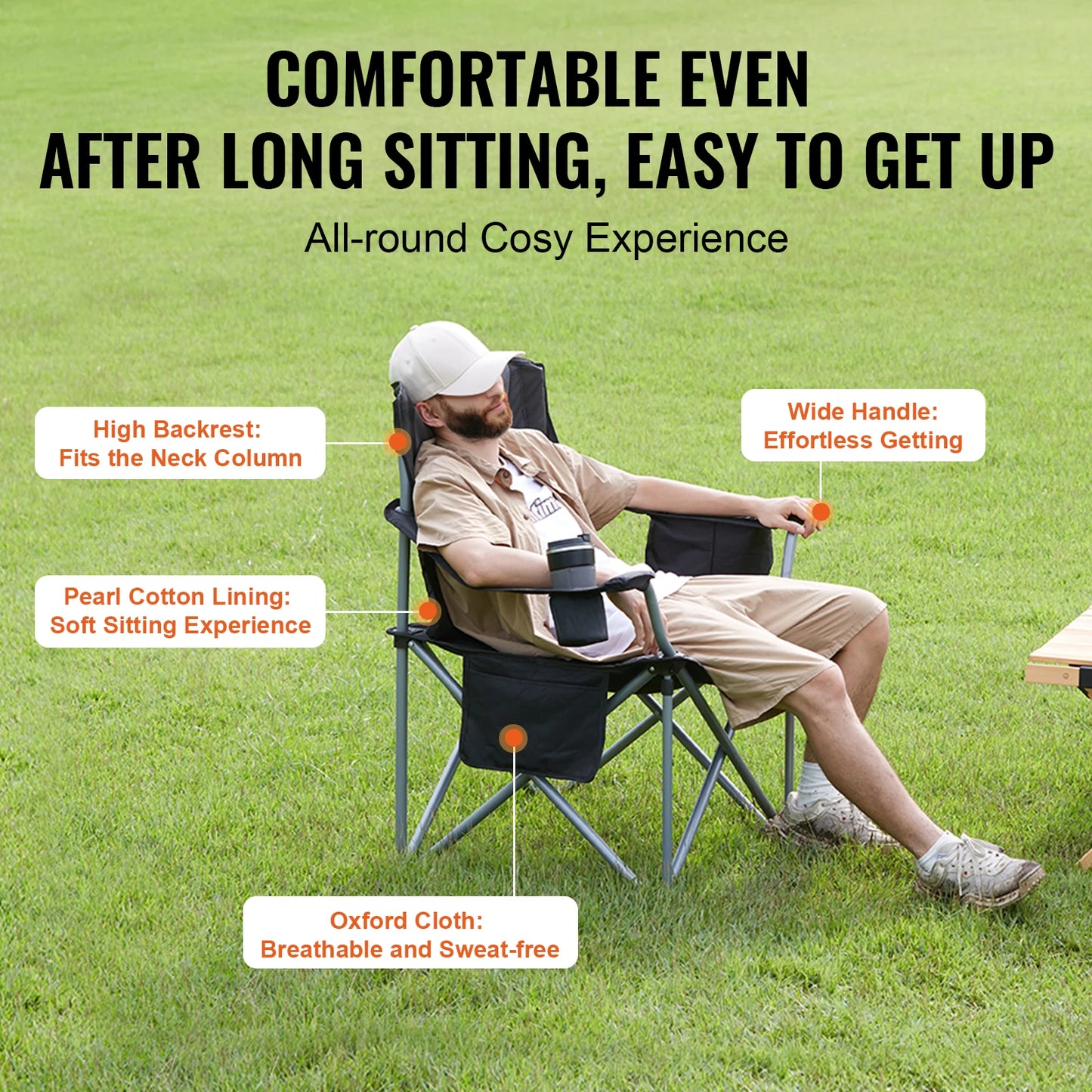 SucceBuy Ultralight Folding Camping Chair 350lb Capacity