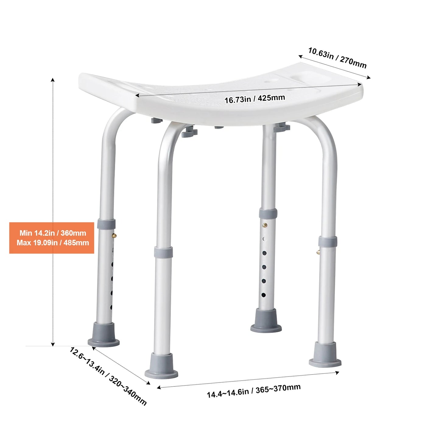 SucceBuy Adjustable Shower Chair With Built In Handles