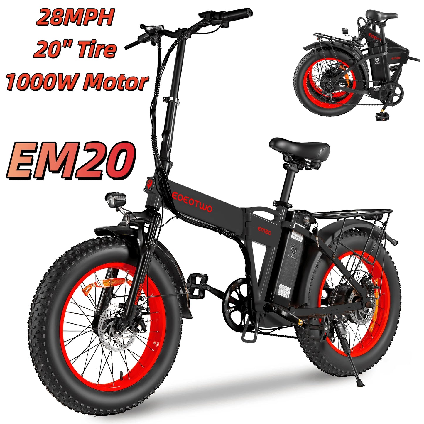EOEOTWO E01 Heavy Duty Ebike, 400 LBS Capacity, 65Nm High Torque, Front Suspension, Rear Rack, 5 Riding Modes, Phone Holder with Charging