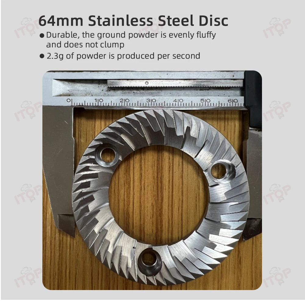 SUBARASI 64mm Commercial Coffee Grinder With Stainless Steel Flat Burr