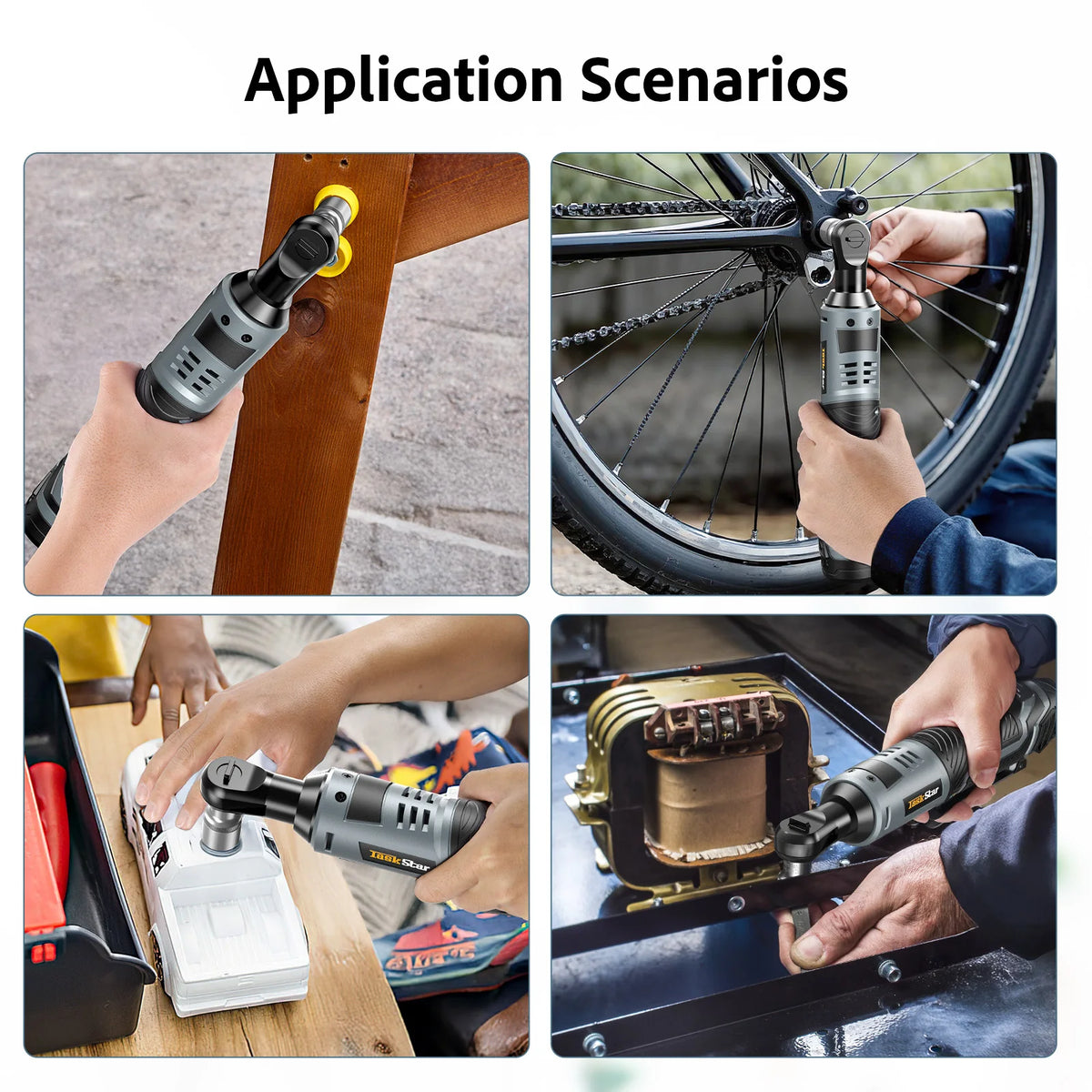 3/8" Driver Cordless Ratchet Wrench with 1/4" Adapter&7 Sockets&2 2.0Ah Batteries 12V Car Dismantling Tool Electric Wrench Kit