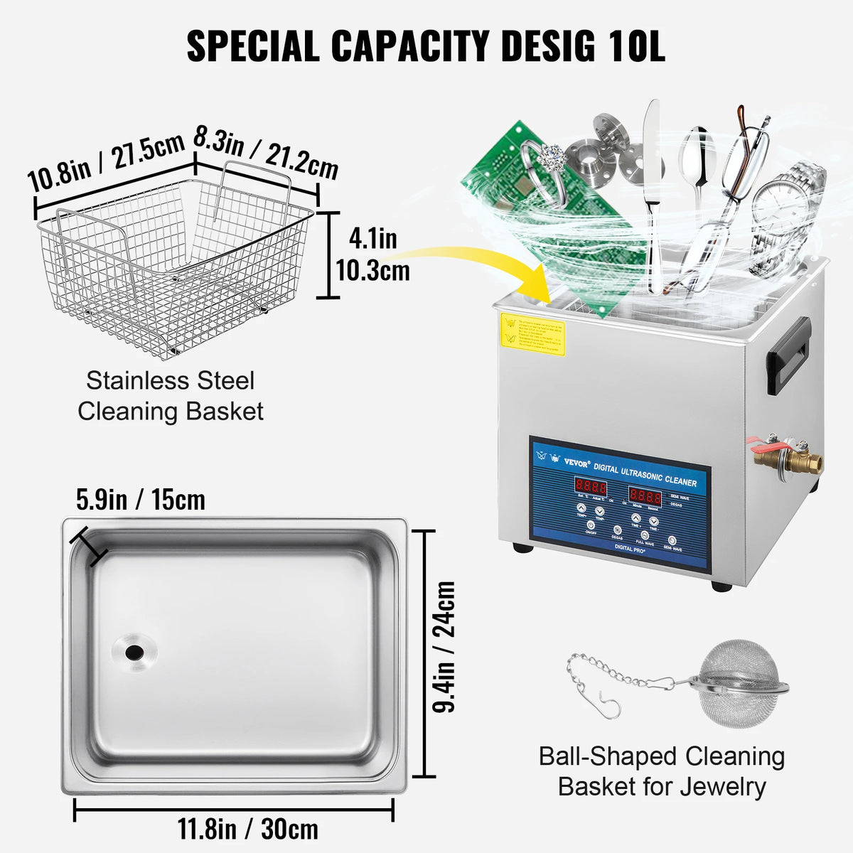 SucceBuy 10L 30L Ultrasonic Cleaner 28/40khz Dual Frequency Digital Portable Washing Machine Ultrasound Cleaner Home Appliance