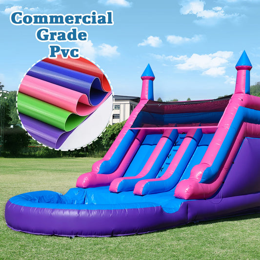 Giant Inflatable Dual Lane Water Slide Castle with Pool Wet Dry Combo Commercial Grade PVC Backyard Family Party 580x400x270cm