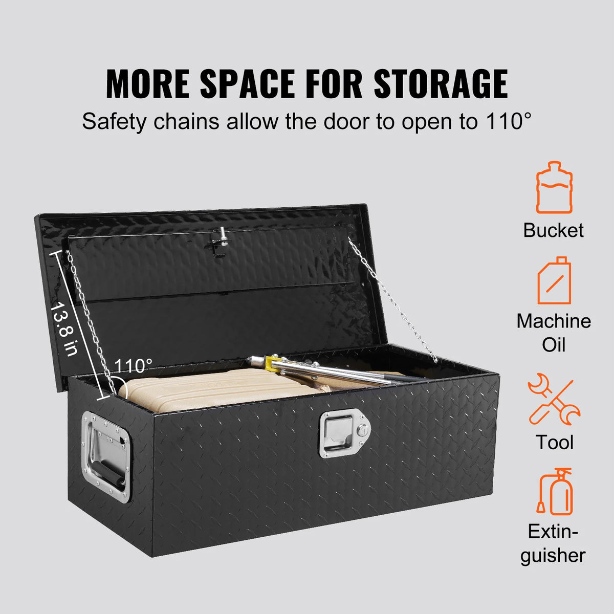 SucceBuy Heavy Duty Aluminum Truck Bed Tool Box, Diamond Plate Tool Box with Side Handle and Lock Keys for Pickup, Truck Bed, RV
