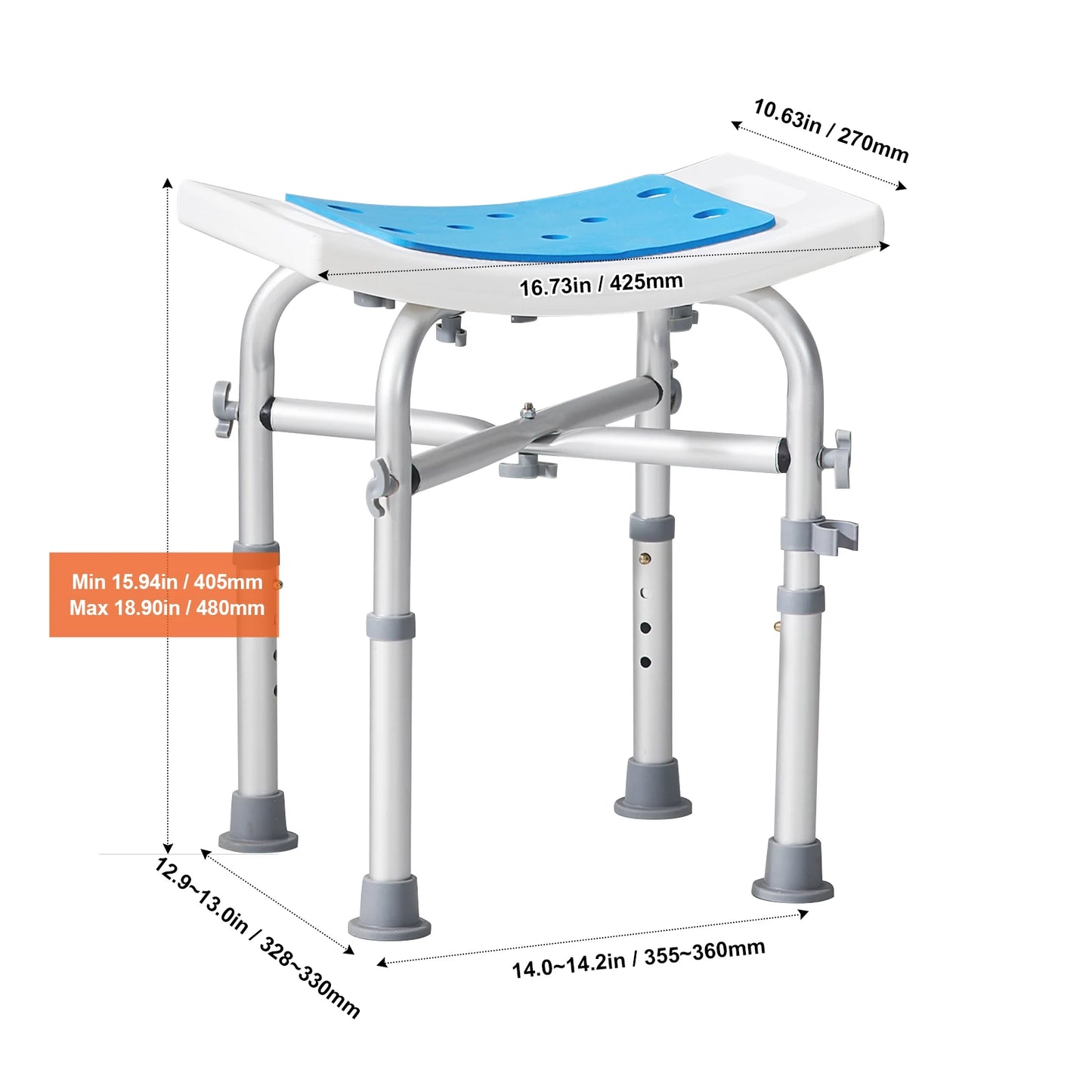 SucceBuy Adjustable Shower Chair With Built In Handles