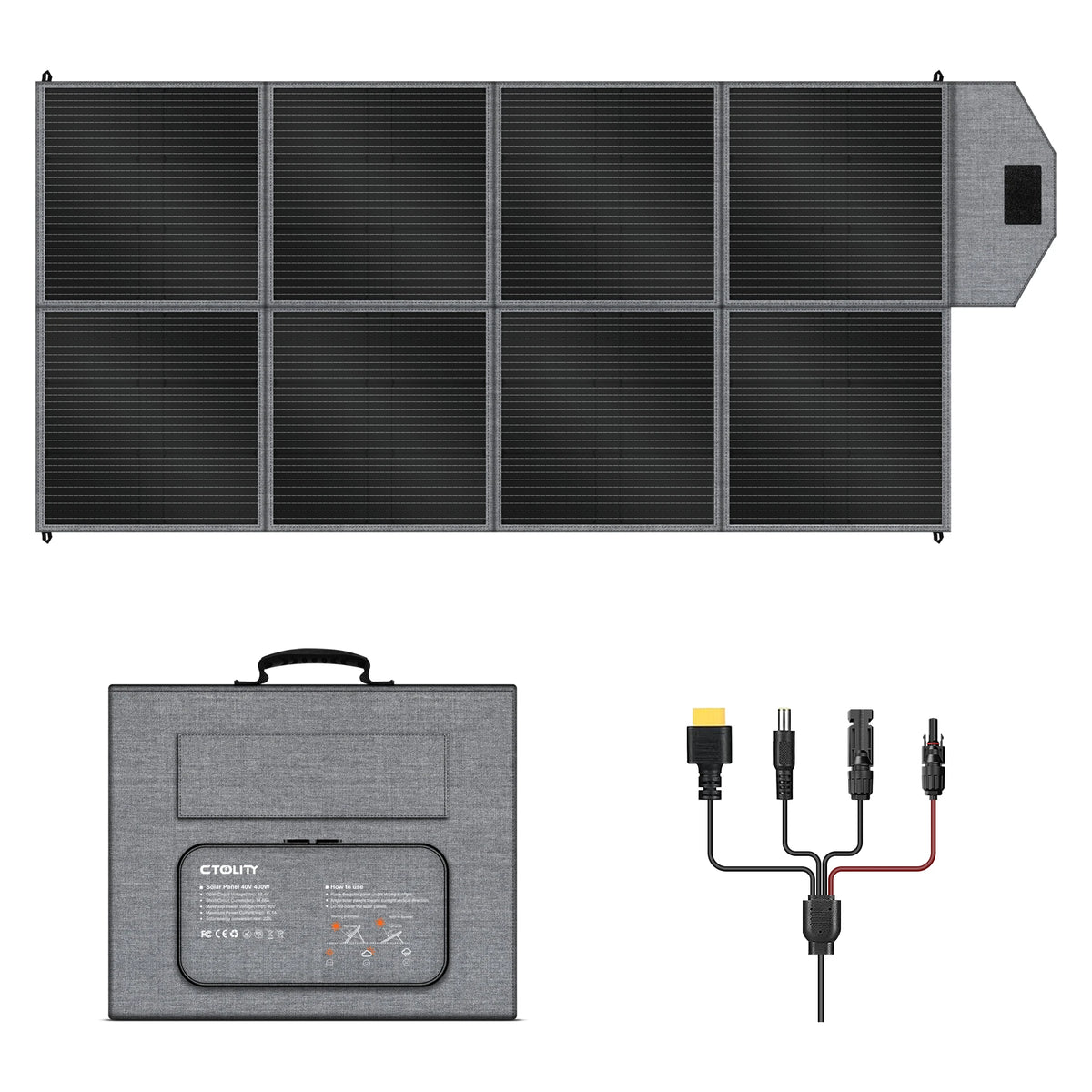 CTOLITY Portable Foldable Solar Charger Kit For Camping And RV
