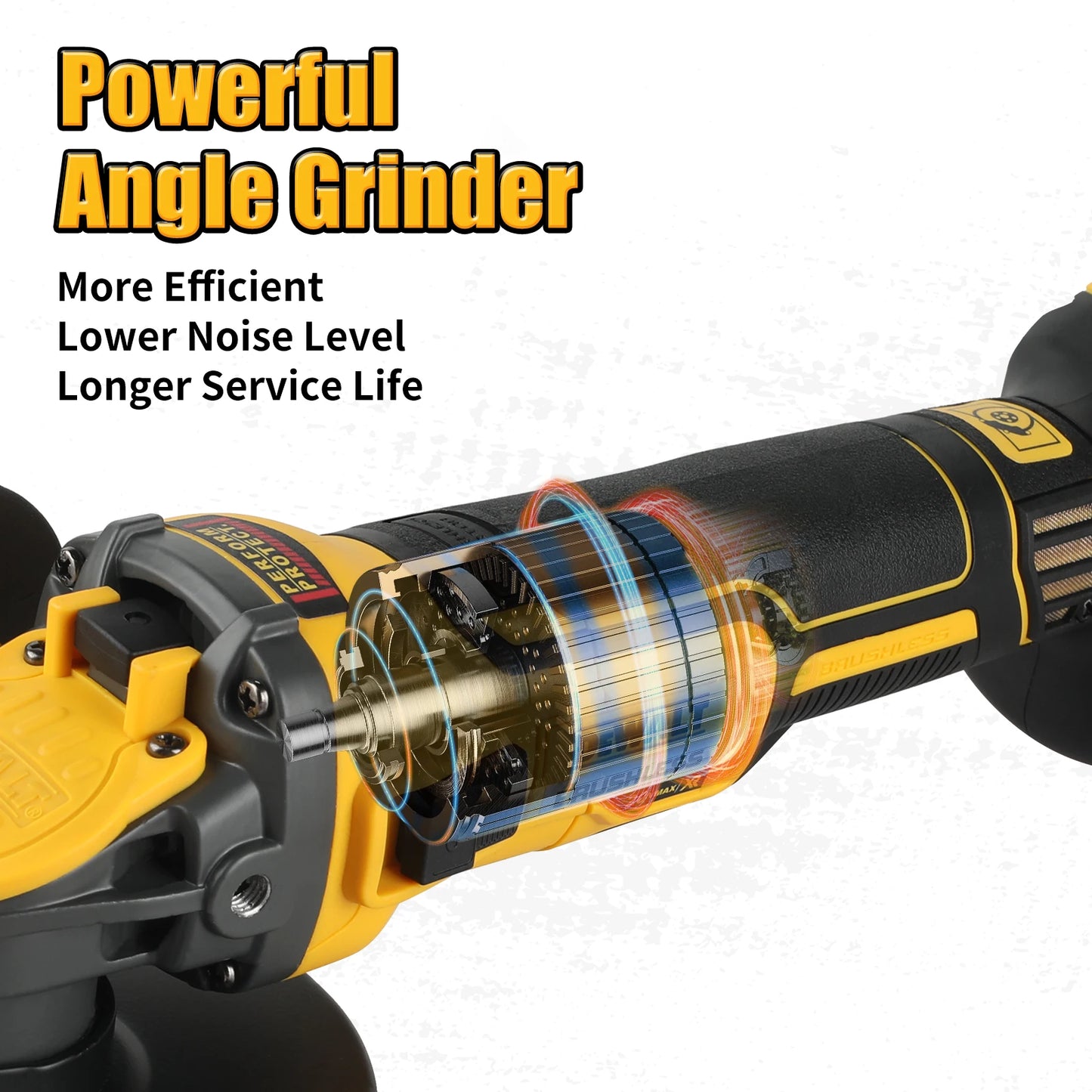 DEWALT DCG409 20V Brushless 125mm Flat Head Angle Grinder, Cordless Tool for Cutting and Grinding Various Tasks