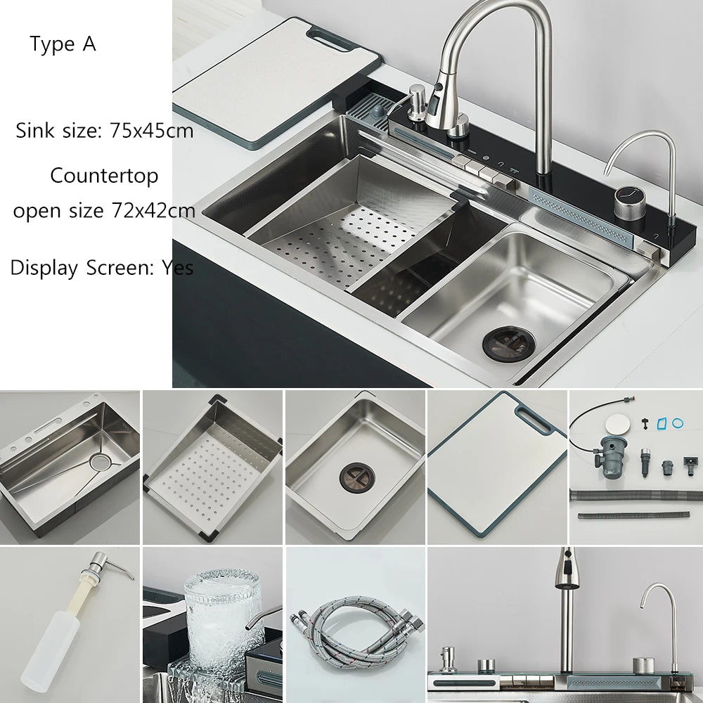 Smart Digital Display Integrated Kitchen Sink Set With Water Purifier